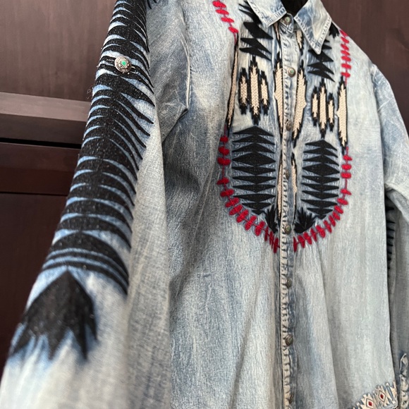 Tasha Polizzi beautiful shirt western turquoise buttons - Picture 2 of 10